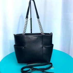 Dana Buchman Black Pebbled Leather Shoulder/Crossbody with Crossbody Strap